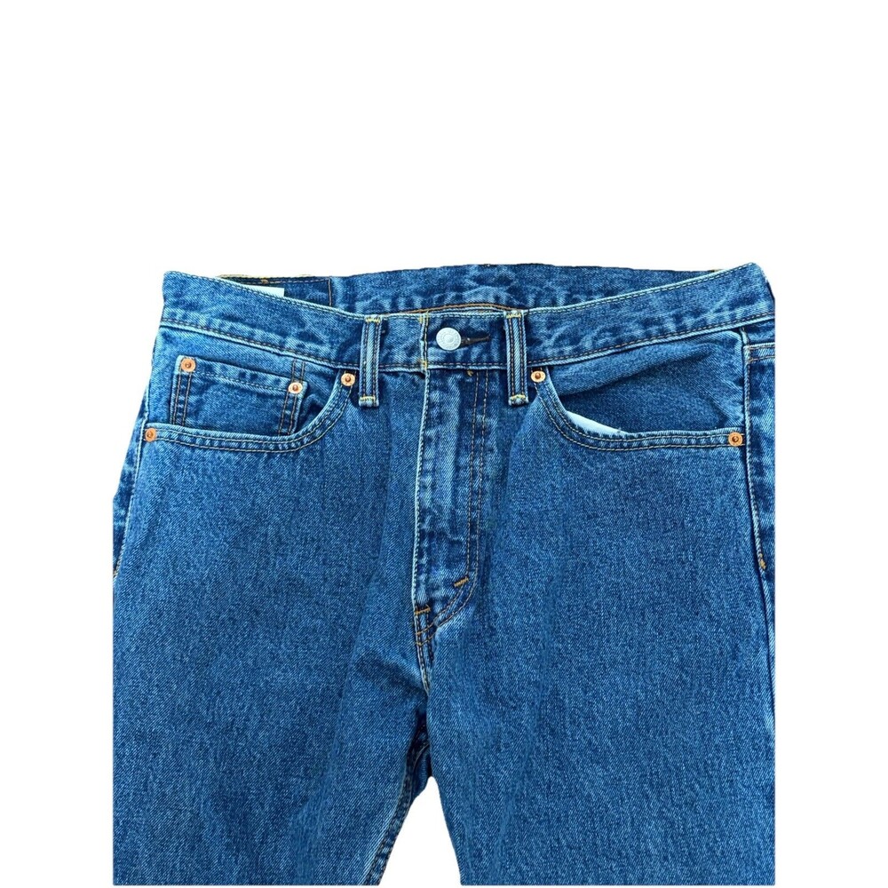 Levis 505 Jeans Mens 32x30 Straight Leg Regular Fit Dark Wash 100% Cotton Cowboy - Picture 3 of 14
